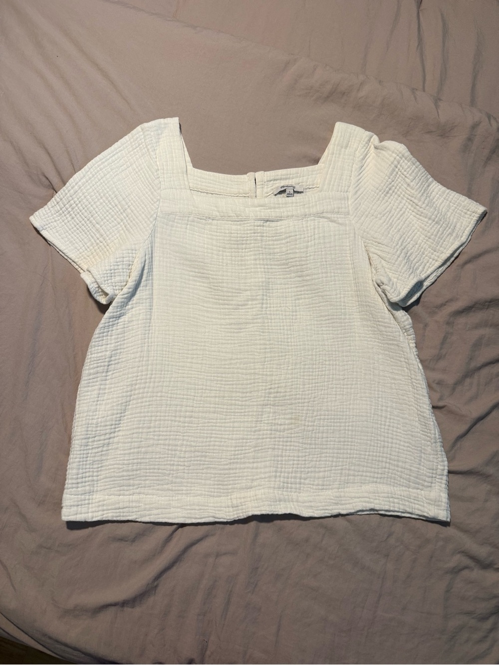 Madewell Off White Square-Neck Gauze Top Large